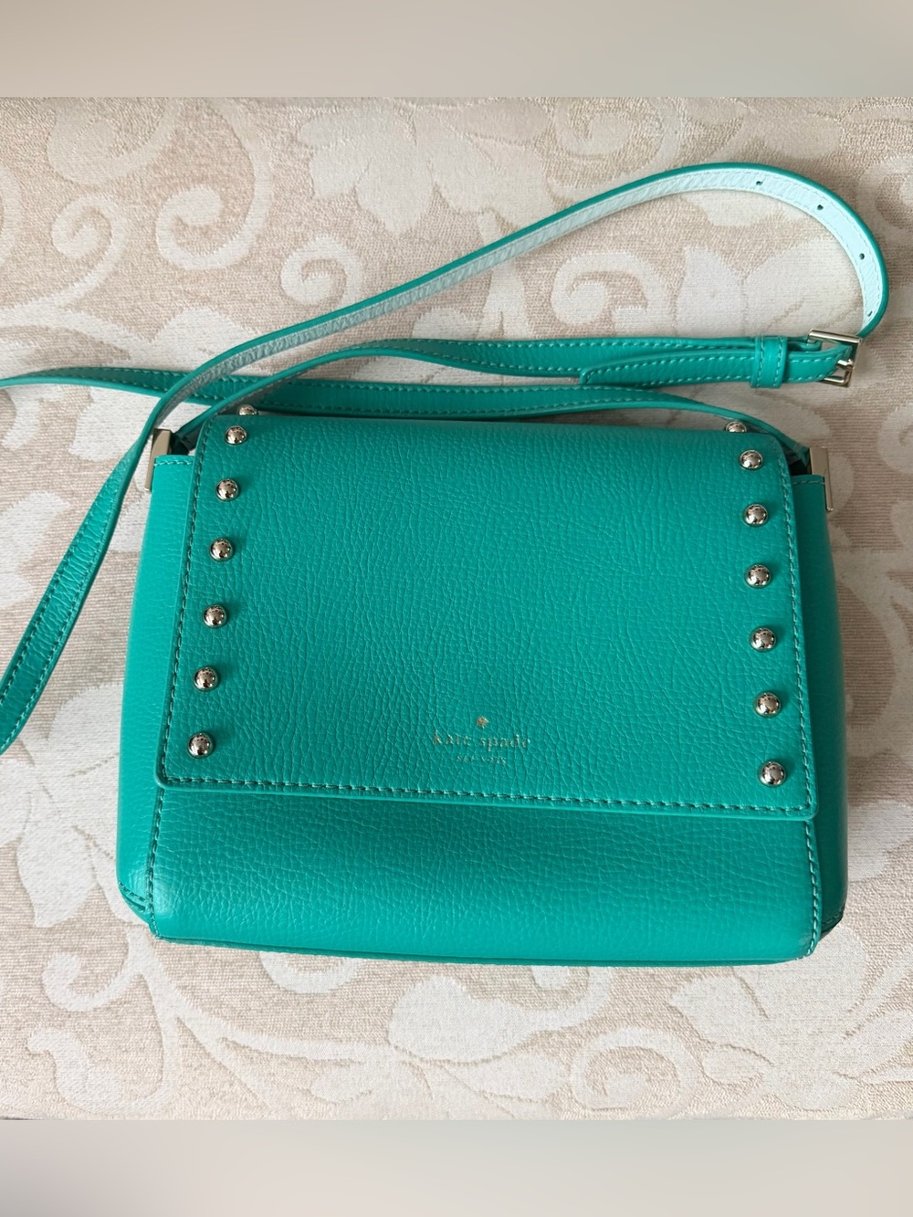 Kate Spade Teal Crossbody Purse with Studs, EUC